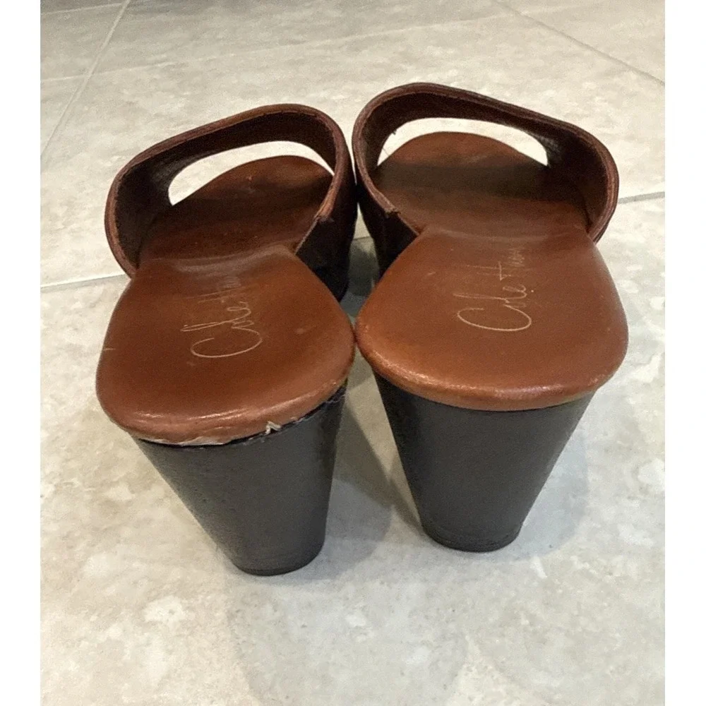Cole Haan‎ Air Footbed Slip On Brown Woven Leather Wedge Sz 7.5 B Comfort